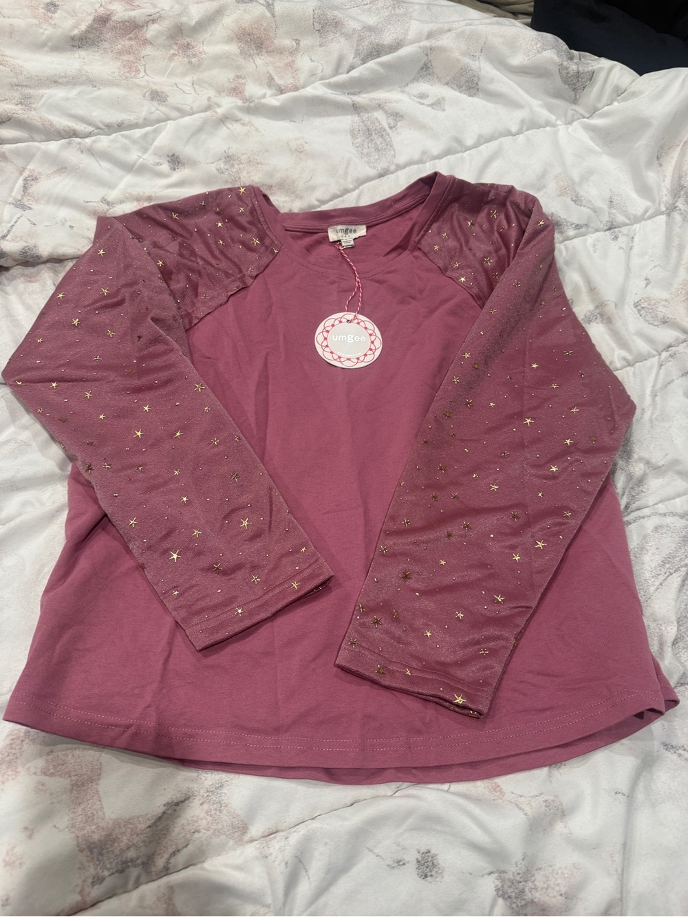 Umgee women’s Long Sleeve Star Mesh Top - Mauve Pink